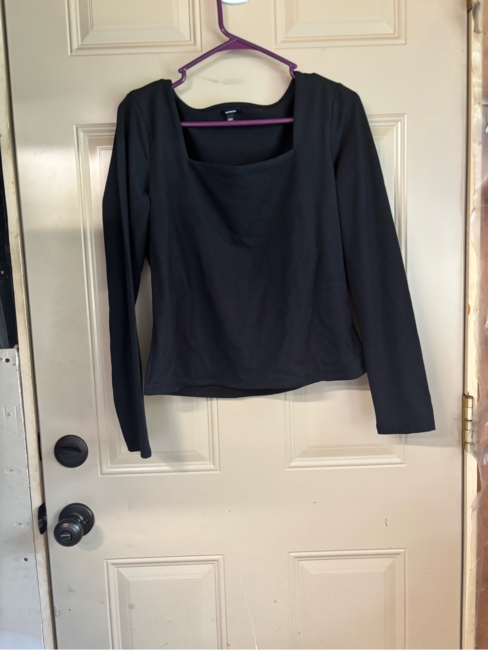 Express Black Square Neck Long-Sleeve Top b164s